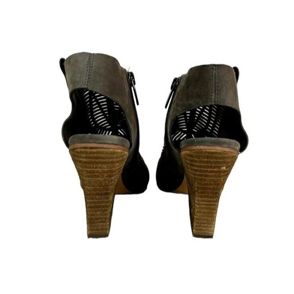 Vince Camuto Shady Grey Kimora Ankle Heel Bootie  Size 8  Open Toe Suede Cutout - Picture 5 of 11